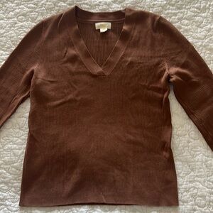 Maeve Brown V-Neck Sweater